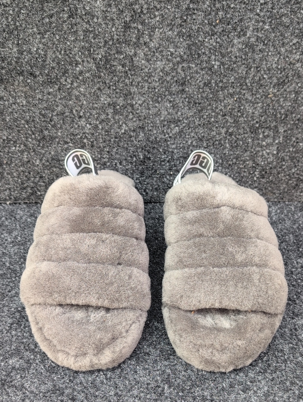 UGG Quilted Faux-Shearling Slide Slippers in Taupe Gray